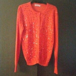 90's Vintage Sequin Embellished Tomato Red Sweater.